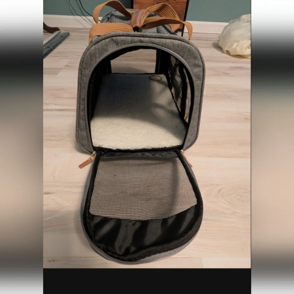 Sherpa Element Deluxe Travel Pet Carrier - Gray with Brown Accents